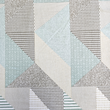Material textil finet, 240cm, 100% bumbac, Geometric verde si gri [2]