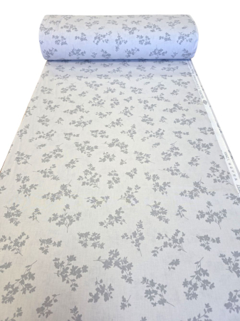 Material textil ranforce, 240cm, bumbac 100%, Gri deschis cu floricele gri [2]