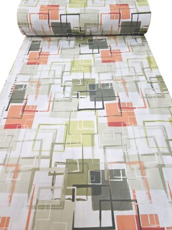 Material textil ranforce, 240cm, bumbac 100%, Alb cu patrate verzi [1]