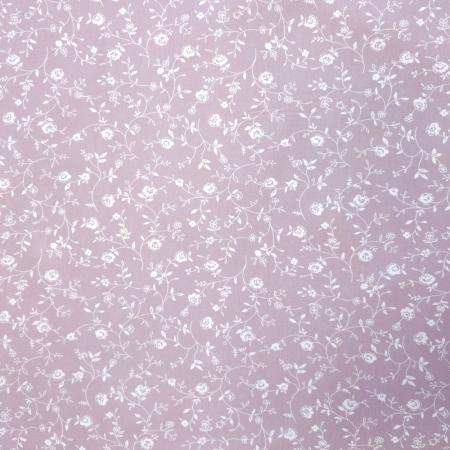 Material textil ranforce, 240cm, bumbac 100%, Lila cu floricele albe [1]