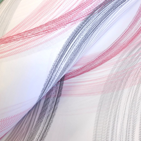 Bumbac ranforce imprimat - Material textil ranforce, 240cm, bumbac 100%, Waves roz/gri