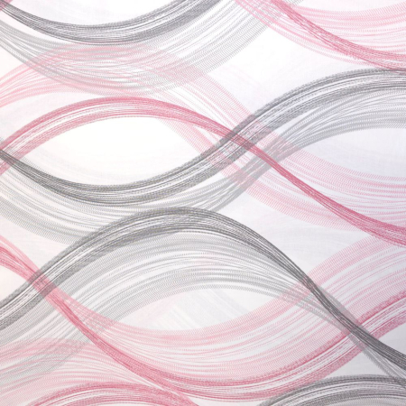 Material textil ranforce, 240cm, bumbac 100%, Waves roz/gri [1]