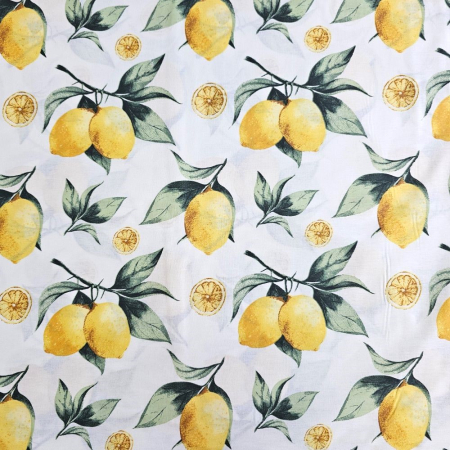 Material textil ranforce, 240cm, bumbac 100%, Alb cu lamai [1]