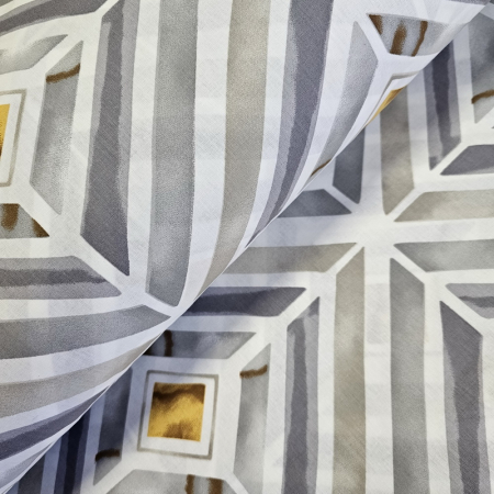 Materiale textile - Material textil ranforce, 240cm, bumbac 100%, Alb cu romburi gri