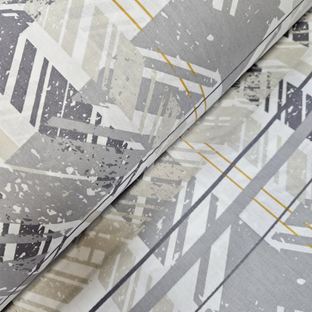 Materiale textile - Material textil ranforce, 240cm, bumbac 100%, Alb cu carouri gri