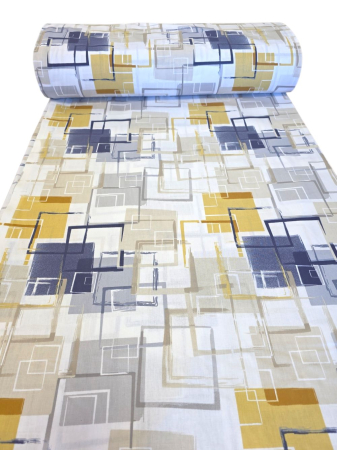 Material textil ranforce, 240cm, bumbac 100%, Alb cu patrate albastre [2]