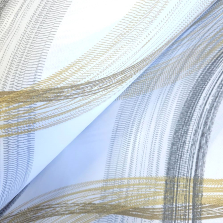 Bumbac ranforce imprimat - Material textil ranforce, 240cm, bumbac 100%, Waves galben/gri