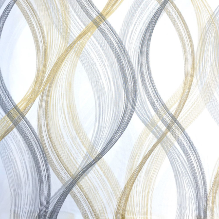 Material textil ranforce, 240cm, bumbac 100%, Waves galben/gri [1]