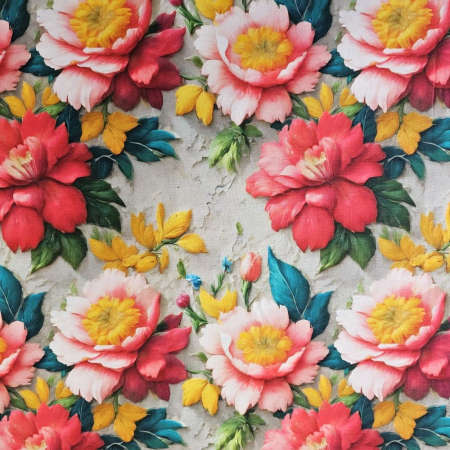 Material textil ranforce 5D, 240cm, bumbac 100%, Trandafiri roz si rosii [1]