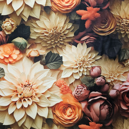 Material textil ranforce 5D, 240cm, bumbac 100%, Floare de dalie [1]