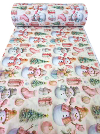 Bumbac ranforce digital 5D - Material textil ranforce 5D, 240cm, bumbac 100%, Craciun - Om de zapada