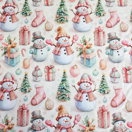 Material textil ranforce 5D, 240cm, bumbac 100%, Craciun - Om de zapada [1]