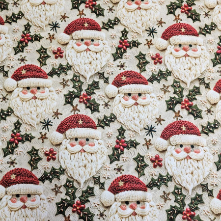 Material textil ranforce 5D, 240cm, bumbac 100%, Craciun - Mos Craciun crosetat [1]