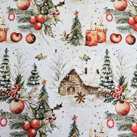 Material textil ranforce 5D, 240cm, bumbac 100%, Craciun - Peisaj de Craciun [1]