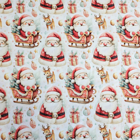 Material textil ranforce 5D, 240cm, bumbac 100%, Craciun - Mos Craciun cu sanie [1]