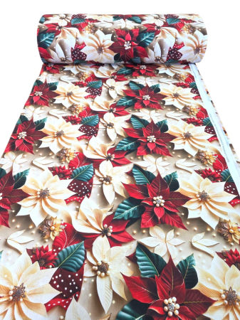 Bumbac ranforce digital 5D - Material textil ranforce 5D, 240cm, bumbac 100%, Craciun - Craciunite