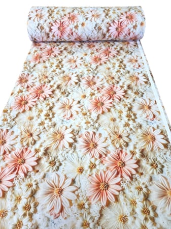 Bumbac ranforce digital 5D - Material textil ranforce 5D, 240cm, bumbac 100%, Floare de gerbera