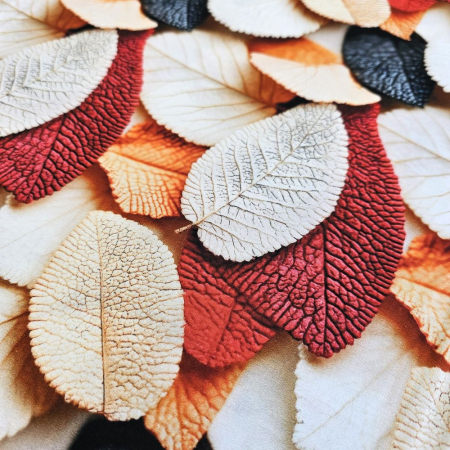 Material textil ranforce 5D, 240cm, bumbac 100%, Frunze rosii si crem [2]