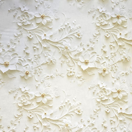 Material textil ranforce 5D, 240cm, bumbac 100%, Alb dantelat [1]