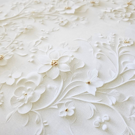 Material textil ranforce 5D, 240cm, bumbac 100%, Alb dantelat [2]