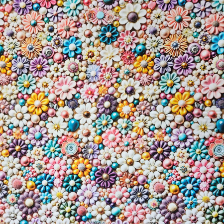 Material textil ranforce 5D, 240cm, bumbac 100%, Floricele multicolore [1]