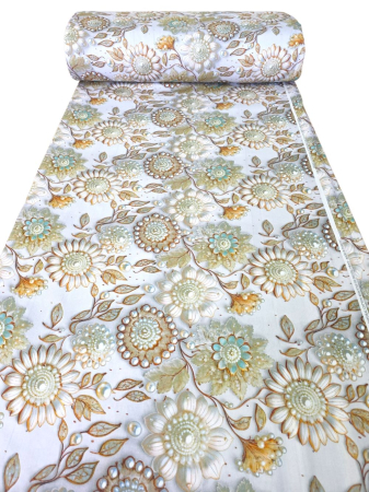 Materiale textile - Material textil ranforce 5D, 240cm, bumbac 100%, Perlute si flori