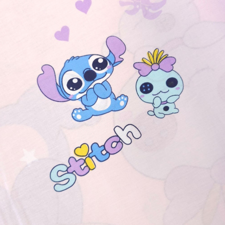 Bumbac ranforce copii - Material textil ranforce, bumbac 100%, Stitch roz