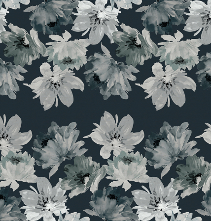 Metraje impermeabile - Material textil teflonat, 140cm, Big Flowers 8 Marino