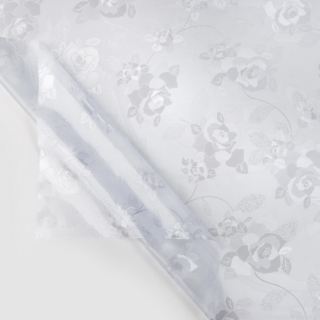 Mușama la metru - Musama PVC transparenta embosata, 137cm latime, model floral