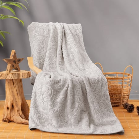 Cuverturi - Patura embosata, Cotton Box, 220x240cm - White Stone