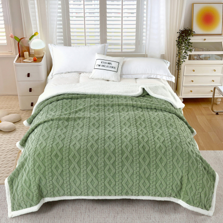 Pături - Patura tricot cu blanita, 200x230cm, verde