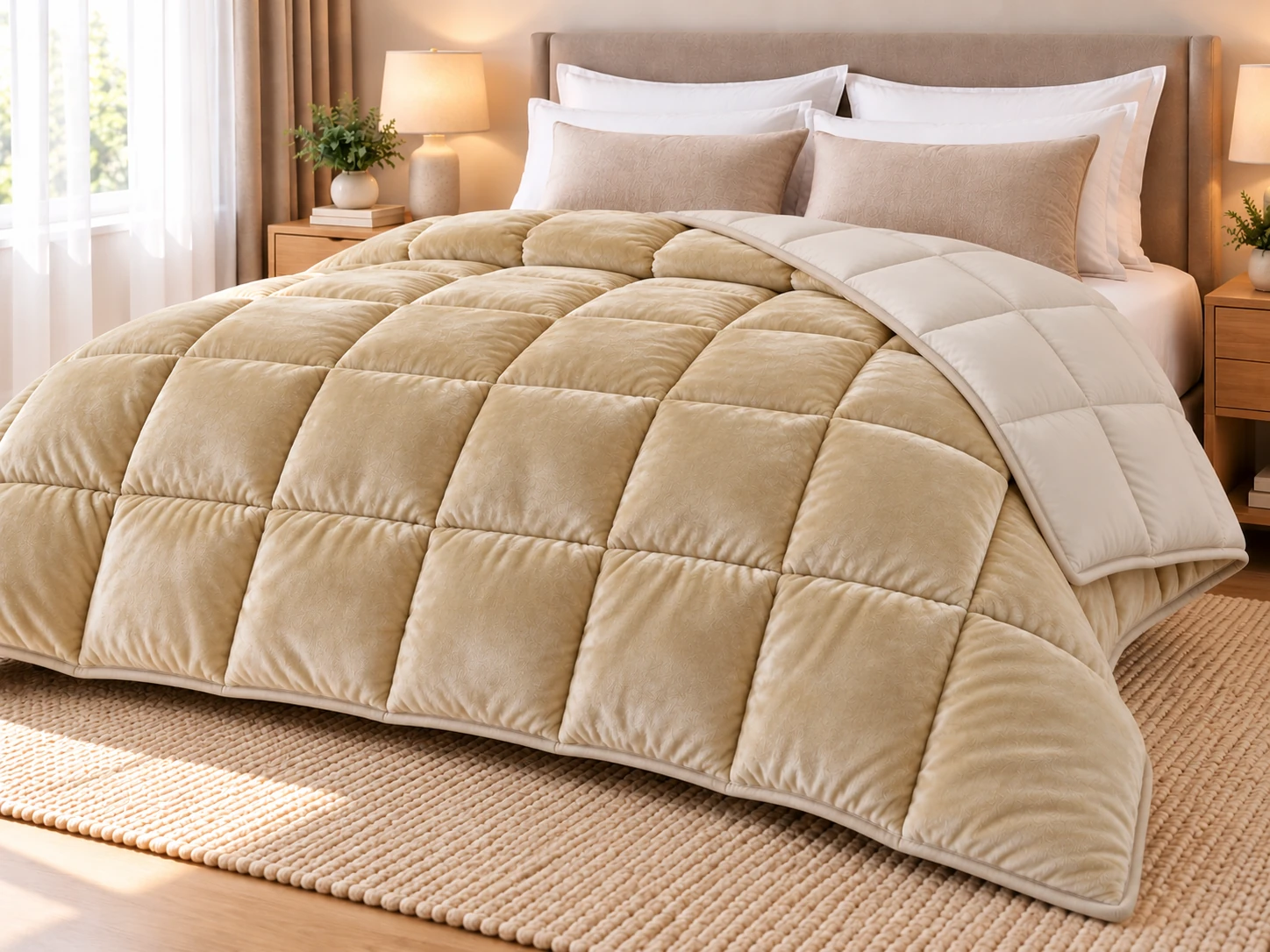 Pilote Cocolino - Pilota Cocolino Matlasata Reversibila - Extra Calduroasa - Beige Plush