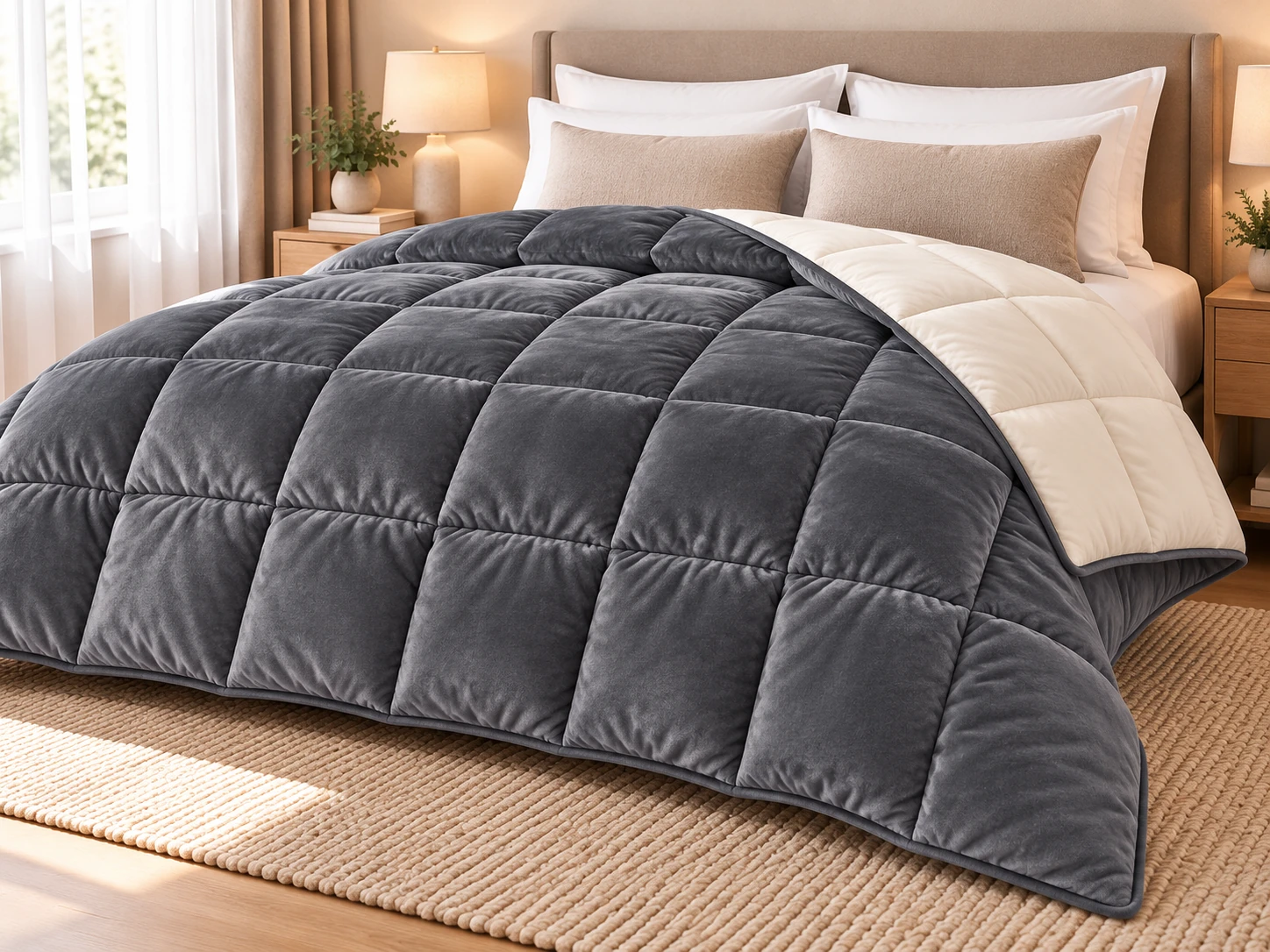 Pilote Cocolino - Pilota Cocolino Matlasata Reversibila - Extra Calduroasa - Charcoal Plush