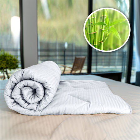 Pucioasa - PILOTa MATLASATa BAMBUS DAMASC 100% NATURAL - DE IARNa - ALB - 140cm x 210cm