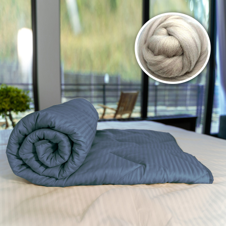 Perne și Pilote - Pilota matlasata lana Damasc 100% Natural - iarna (Antracit) - Dimensiuni:: 140cm x 210cm