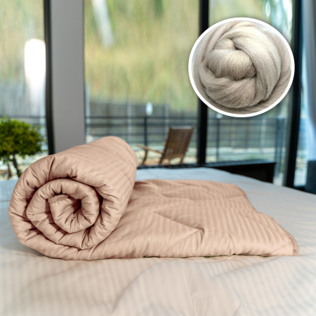 Perne și Pilote - Pilota matlasata lana Damasc 100% Natural - iarna (Cappucino) - Dimensiuni:: 140cm x 210cm