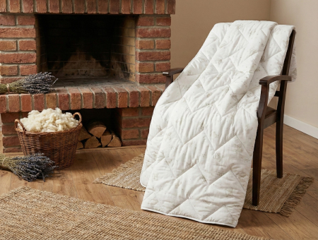 Perne și Pilote - PILOTA MATLASATA LANA OITA (ALB) - 200cm x 215cm