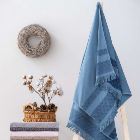 Prosoape de baie - Prosop de baie, 75x150cm, Cotton Box, Twins - Indigo Blue