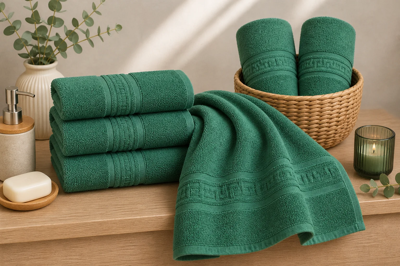 Baie - Prosop HORECA Greek Border 500g (Emerald Jungle) - Dimensiune prosop: 30x50cm
