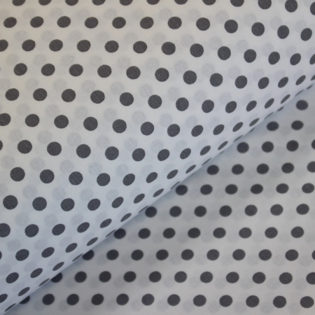 Materiale textile - Ranforce alb cu bulinute gri