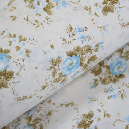 Ranforce alb unt cu trandafiri bleu [0]