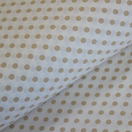 Materiale textile - Ranforce alb cu bulinute crem