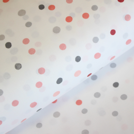 Ranforce alb cu bulinute corai si gri [0]