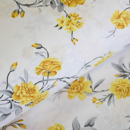 Ranforce alb cu flori galbene [0]