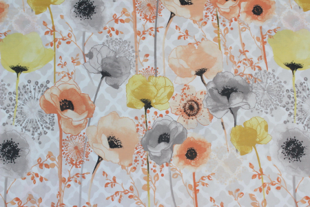 Ranforce alb cu flori portocalii si galbene [1]