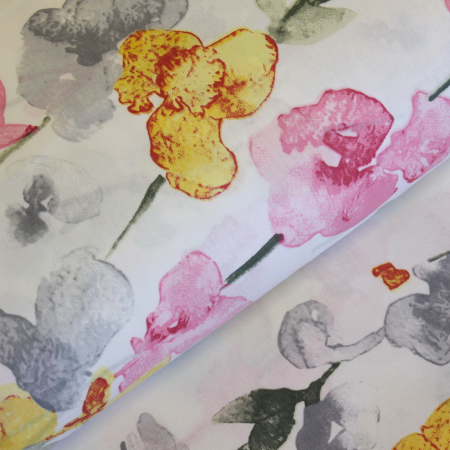 Ranforce alb cu flori roz și galbene [0]