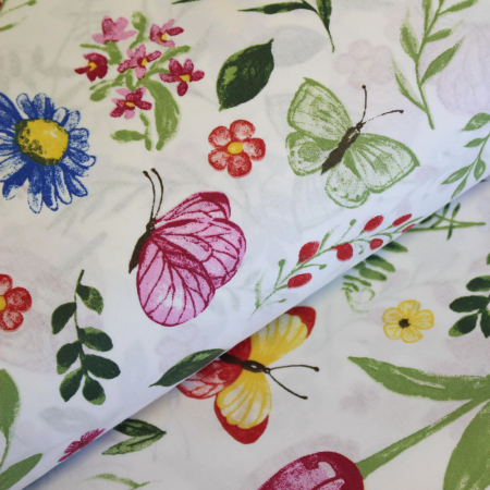 Ranforce alb cu floricele și fluturasi [0]