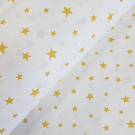 Materiale textile - Ranforce alb cu stelute galbene