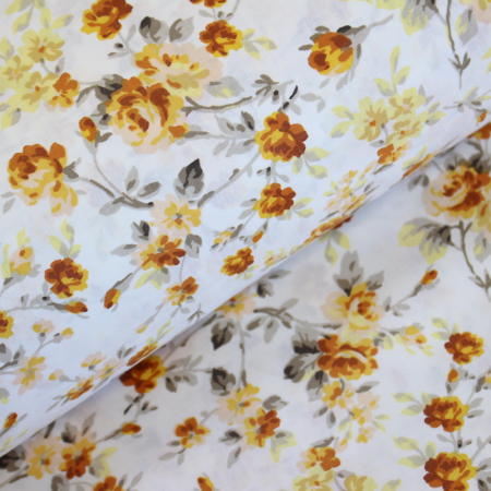 Ranforce alb cu trandafiri mici galbeni [0]