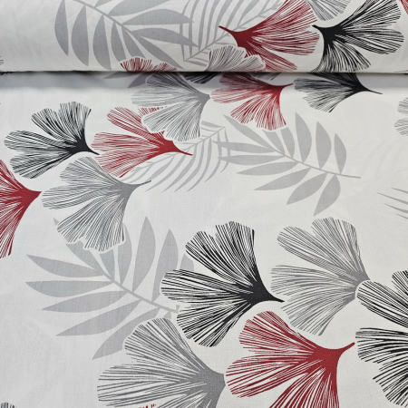 Bumbac ranforce imprimat - Ranforce Gingo gri si rosu